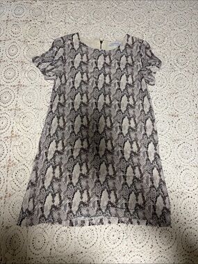 Olivaceous Beige and Black Snake Print Mini Dress